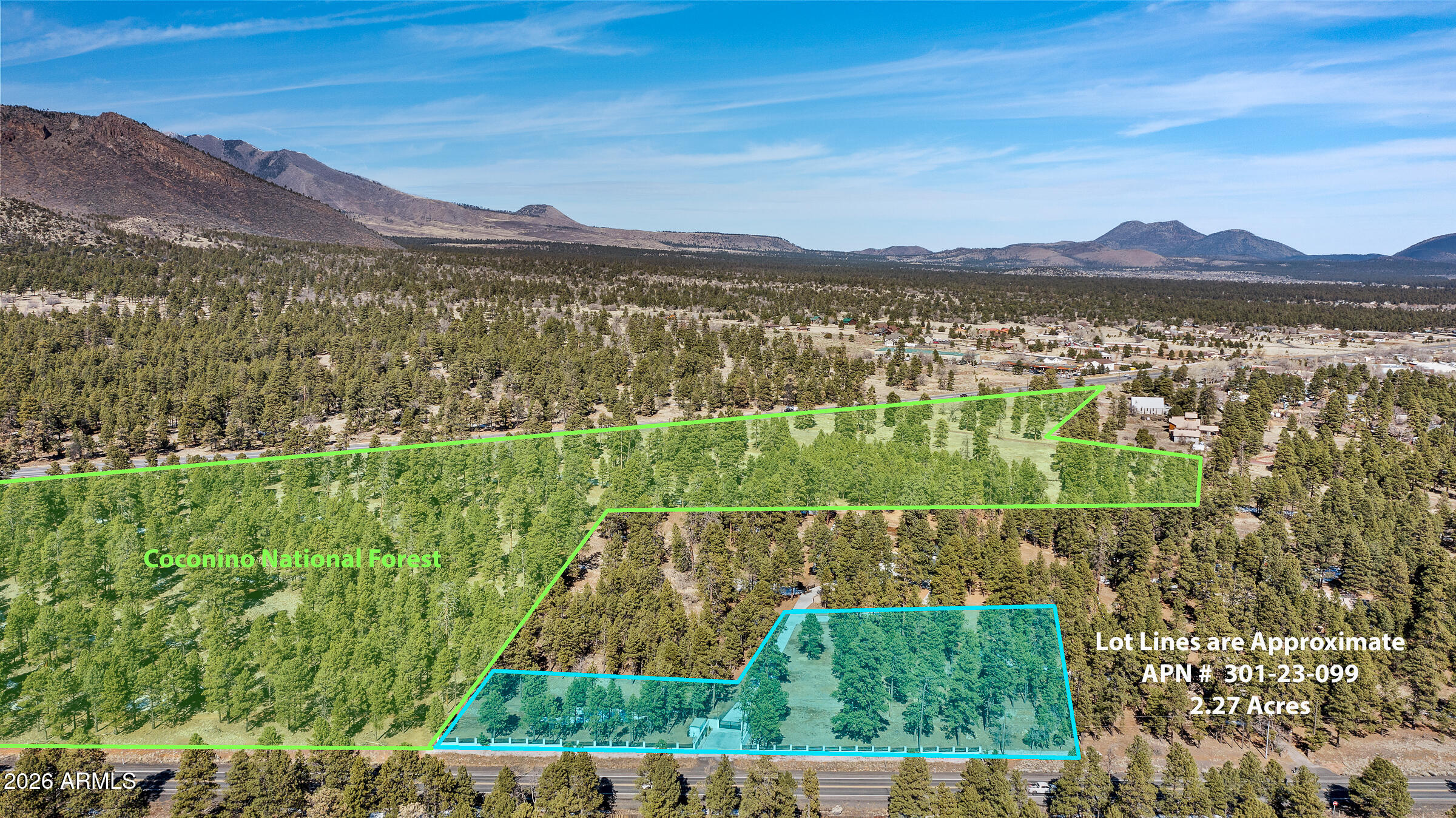 5055 Townsend-Winona Road, Unit 3 Flagstaff, AZ 86004 - Photo 3 of 11 Drone Shot with Approx. Lines