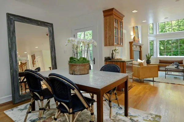 a view of a outdoor seating area with furniture