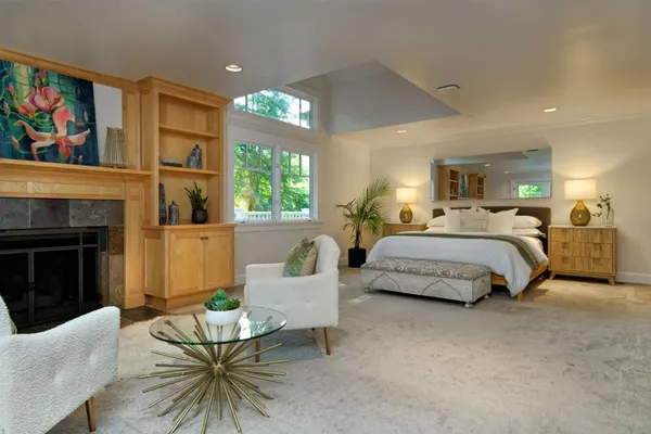 a backyard of a house with lots of green space