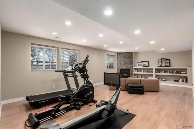 a view of a room with gym equipment