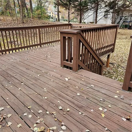 a balcony with wooden floor