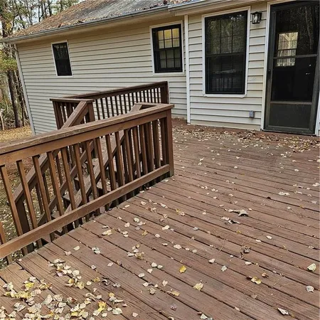 a view of a wooden deck