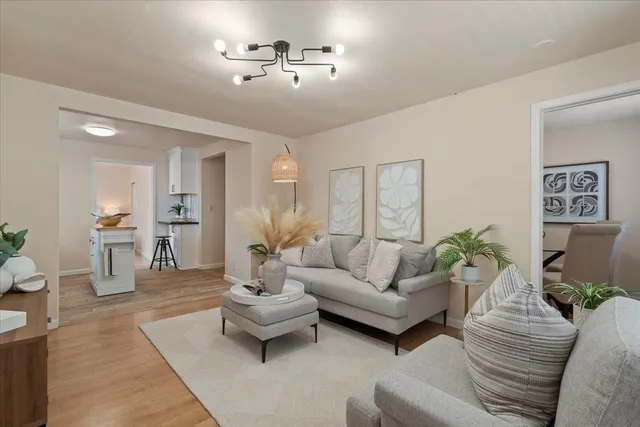 a living room with furniture