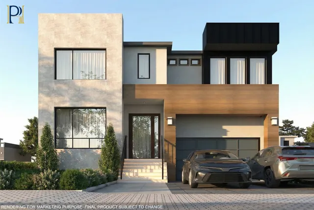 a view of a car park in front of house