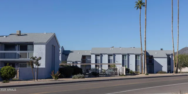 a view of a building from a balcony