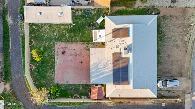 an aerial view of a house