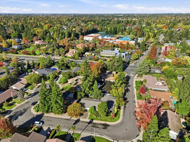an aerial view of a house