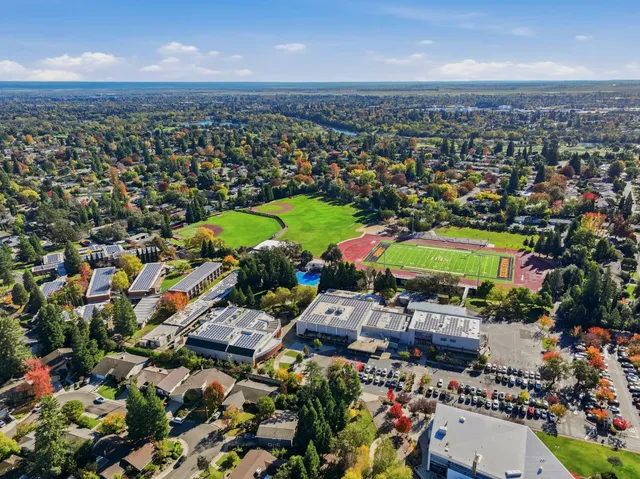 an aerial view of multiple house
