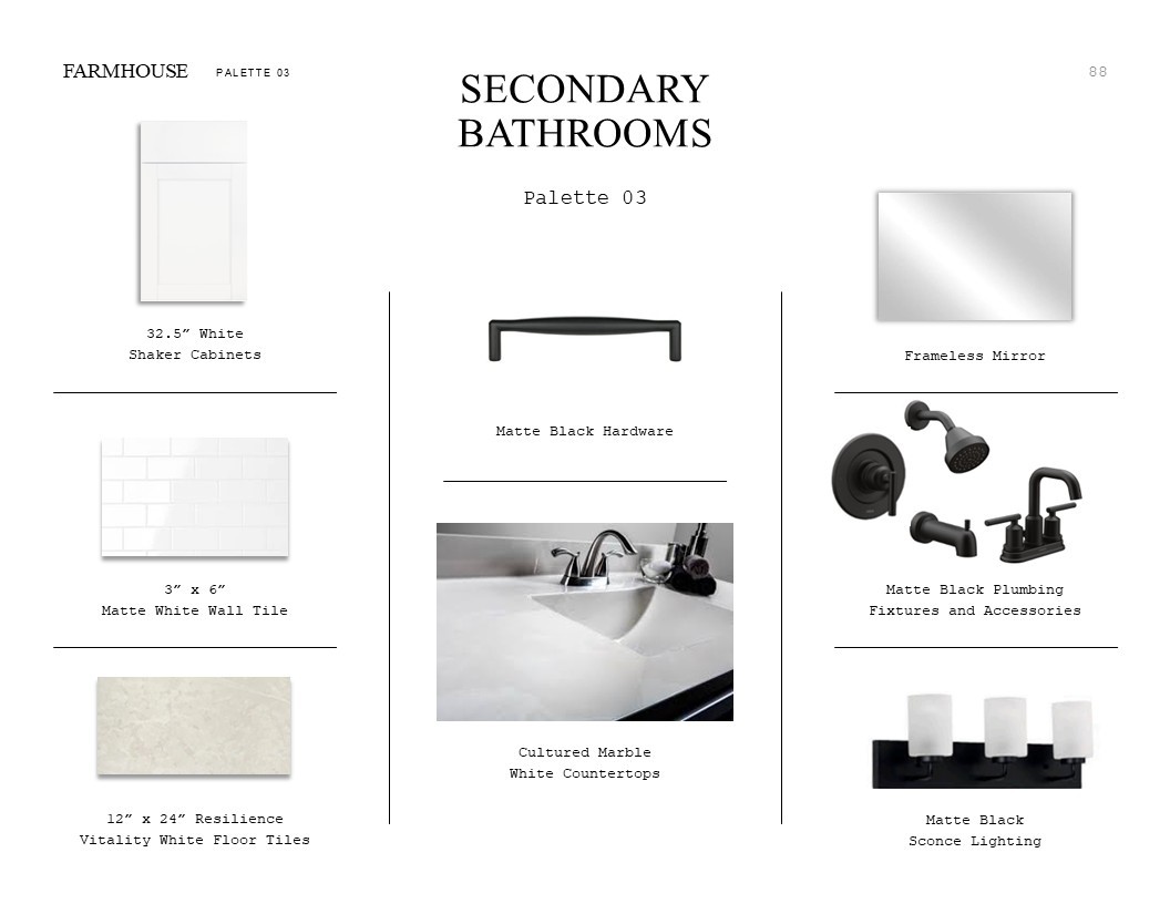 2711 Dark Lantern Drive Rosenberg, TX 77471 - Photo 22 of 36 Farmhouse Look Palette 3: Secondary Bathrooms Selection Sheet (*Artist rendering used for illustration purposes only.)