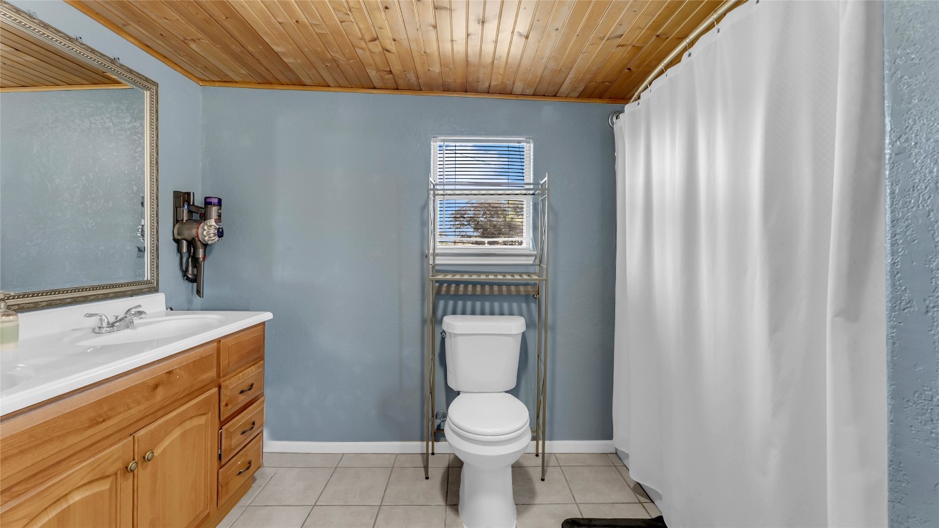 1415 Bee Lane Tow, TX 78672 - Photo 30 of 39 a bathroom with a sink a toilet and shower curtain