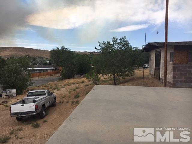 a view of a terrace with a bench