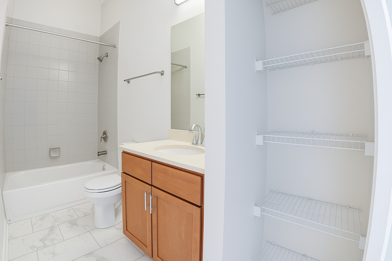 1540 West Fullerton Avenue, Unit 405 Chicago, IL 60614 - Photo 17 of 17 a bathroom with a granite countertop sink toilet and shower