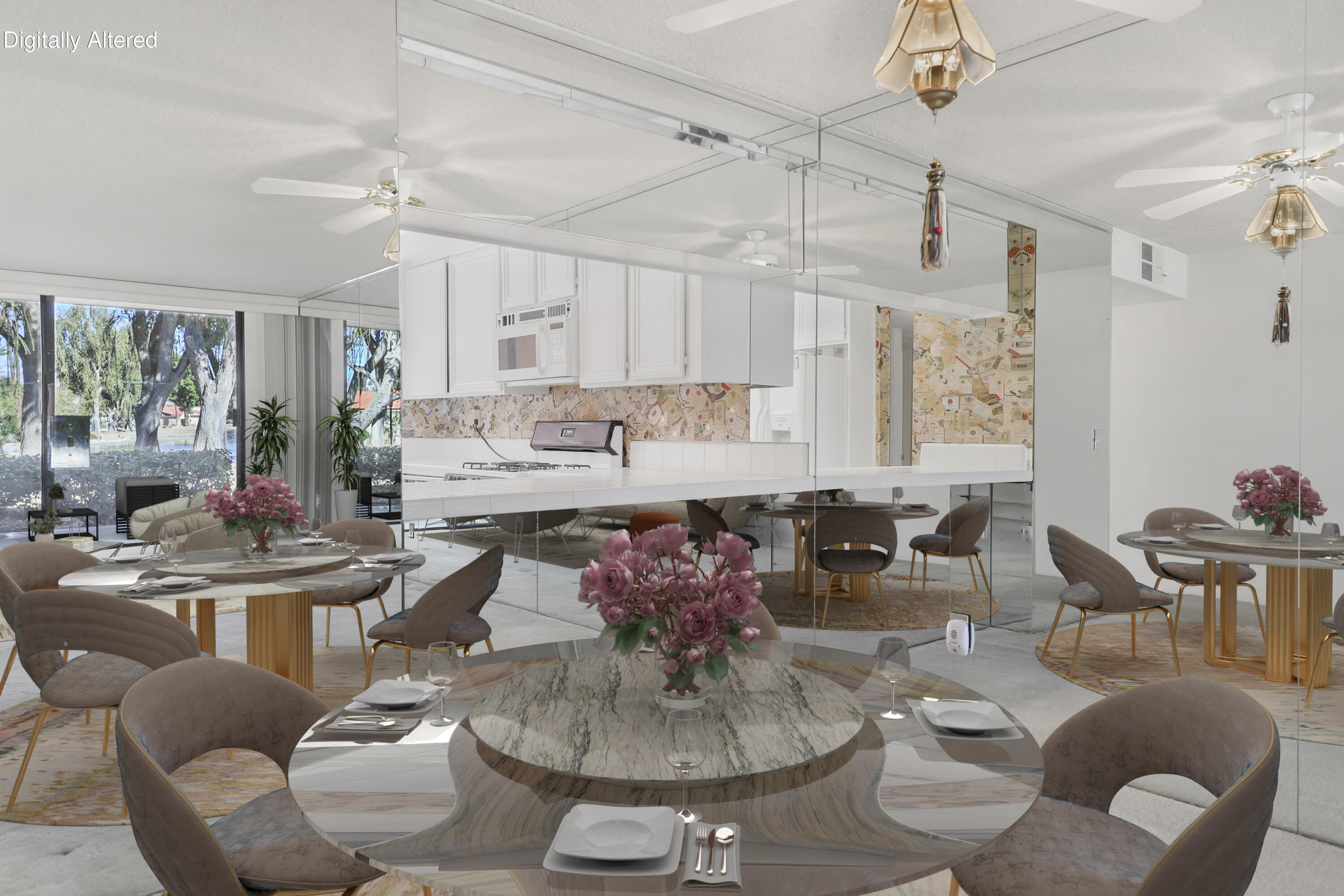 2 Valencia Drive Rancho Mirage, CA 92270 - Photo 4 of 39 a living room with furniture kitchen view and a chandelier