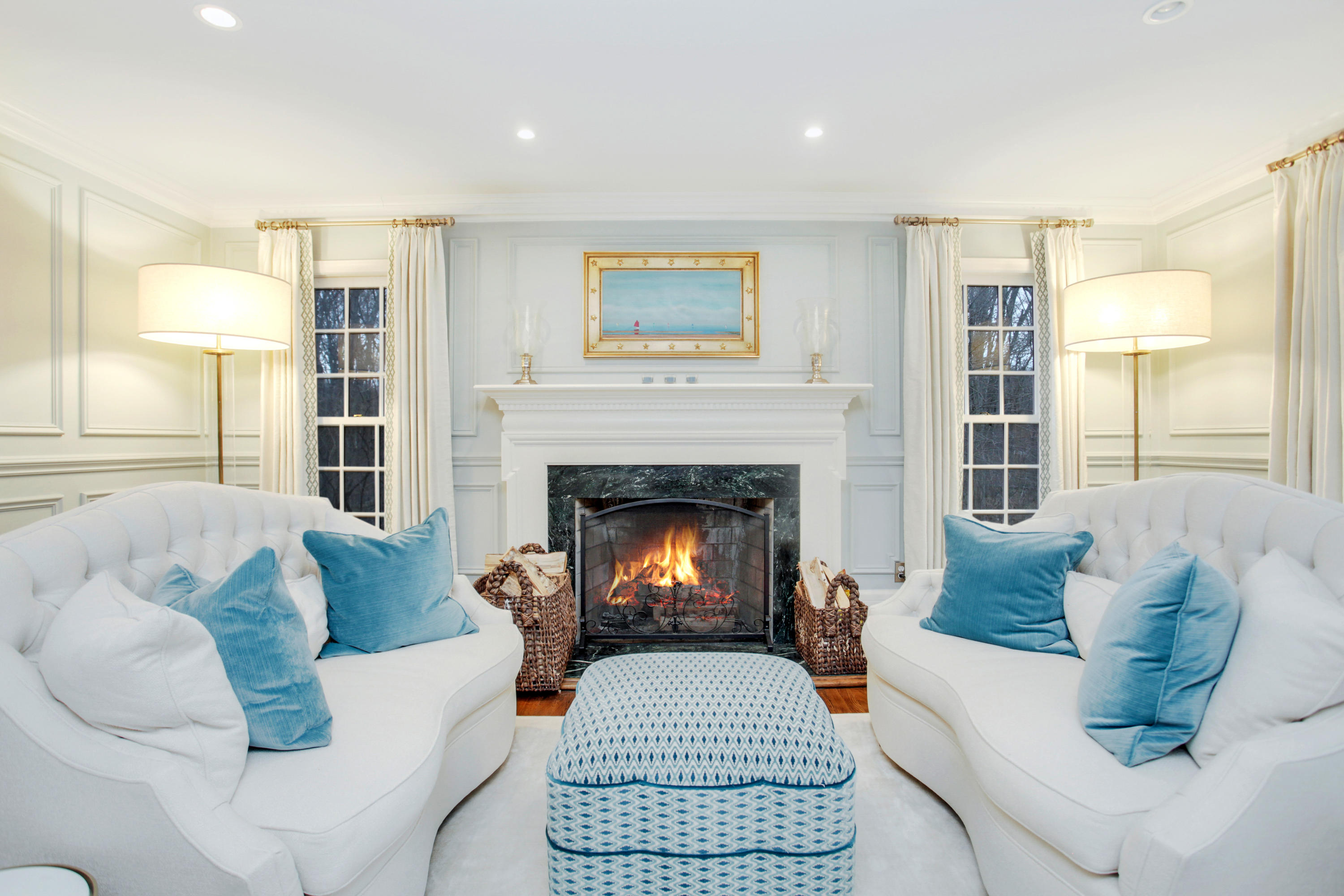 6 Hummingbird Lane Darien, CT 06820 - Photo 5 of 35 a living room with furniture and a fireplace