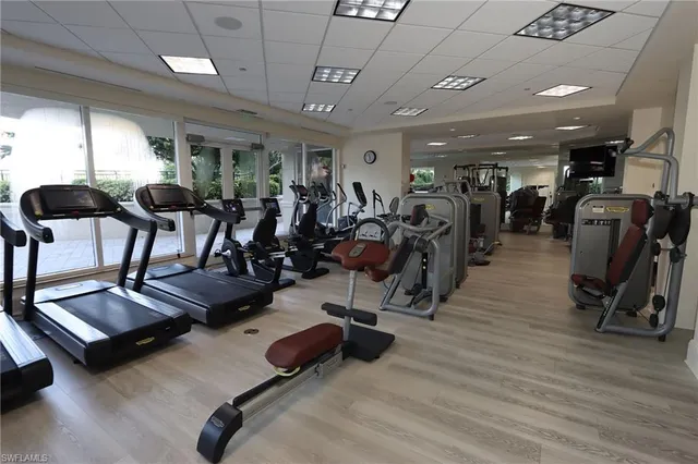 a view of a room with gym equipment