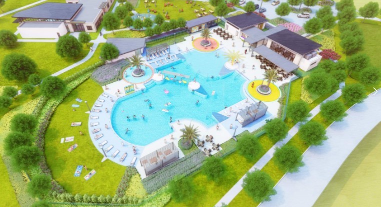 17242 Gleeful Street Hockley, TX 77447 - Photo 22 of 22 a view of a swimming pool in he middle of the house