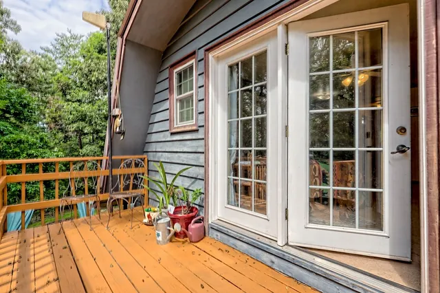 a view of a wooden deck