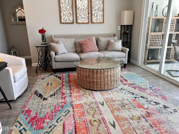 a living room with furniture and a couch