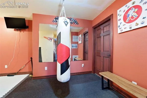 a view of a hallway with closet area
