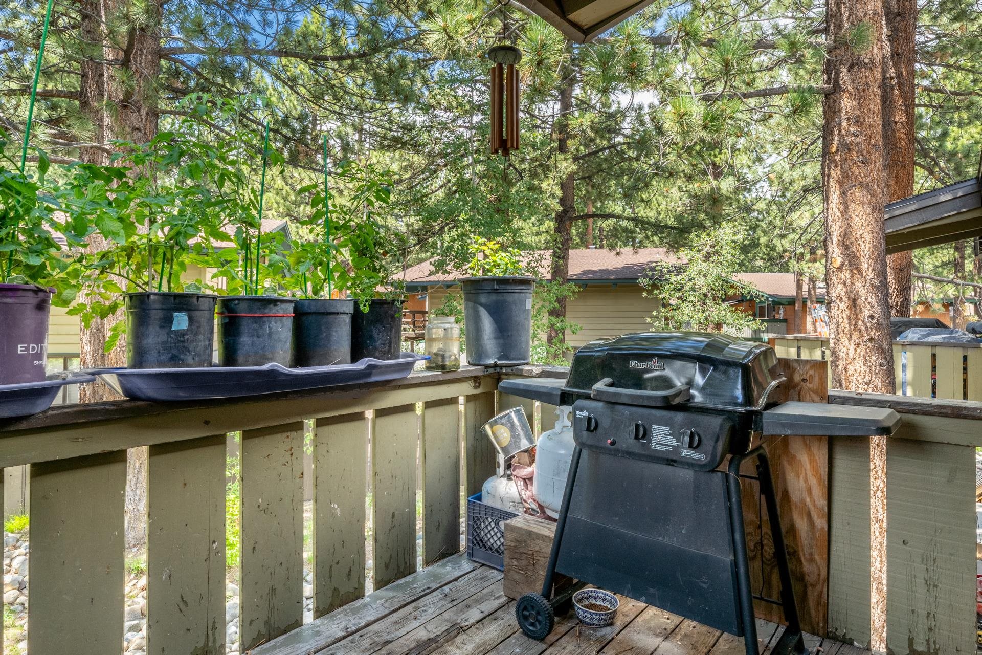 3251 Chateau Road, Unit 38 Mammoth Lakes, CA 93546 - Photo 15 of 50 a view of a patio with table and chairs and wooden floor