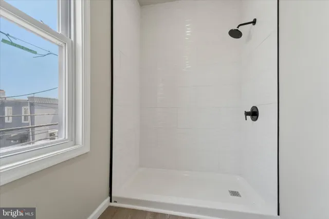 a bathroom with a bathtub