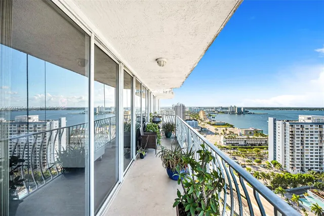a balcony with city view
