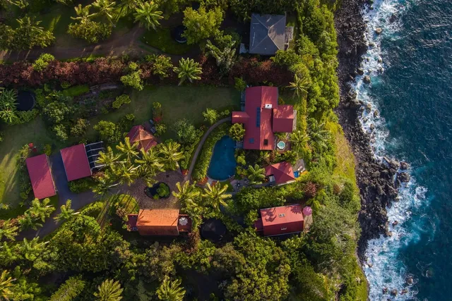 an aerial view of a house