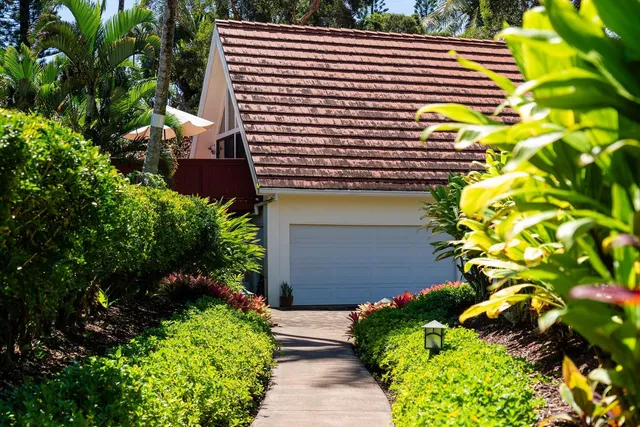 a front view of a house with patio