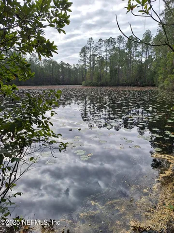 a view of a lake with houses