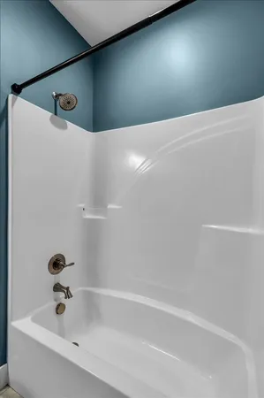 a bathroom with a bathtub