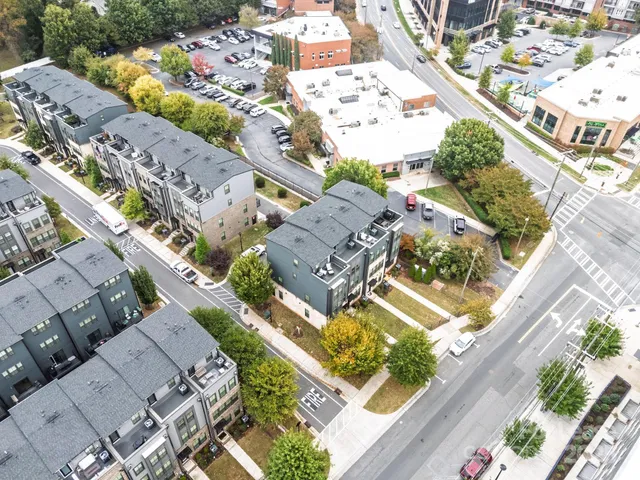 an aerial view of a city