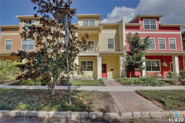 front view of a building with a yard