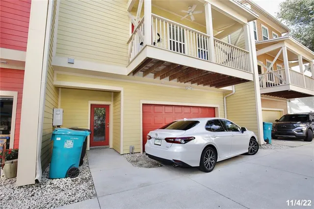 a view of a car park in front of a building
