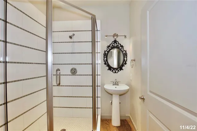 a bathroom with a shower