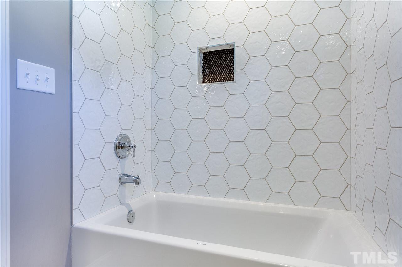 1307 Filmore Street Raleigh, NC 27605 - Photo 17 of 24 Shared Bath for 2nd & 3rd Bedrooms-- Check out that beautiful tile!