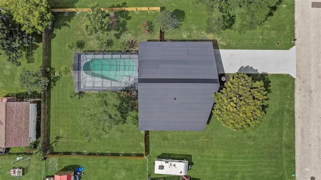 an aerial view of a house