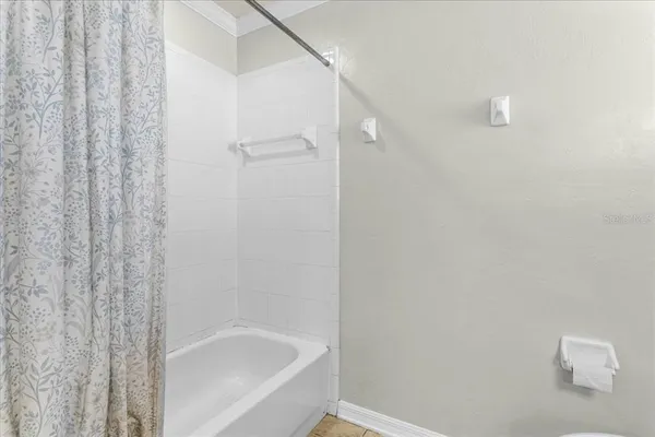 a bathroom with a bathtub