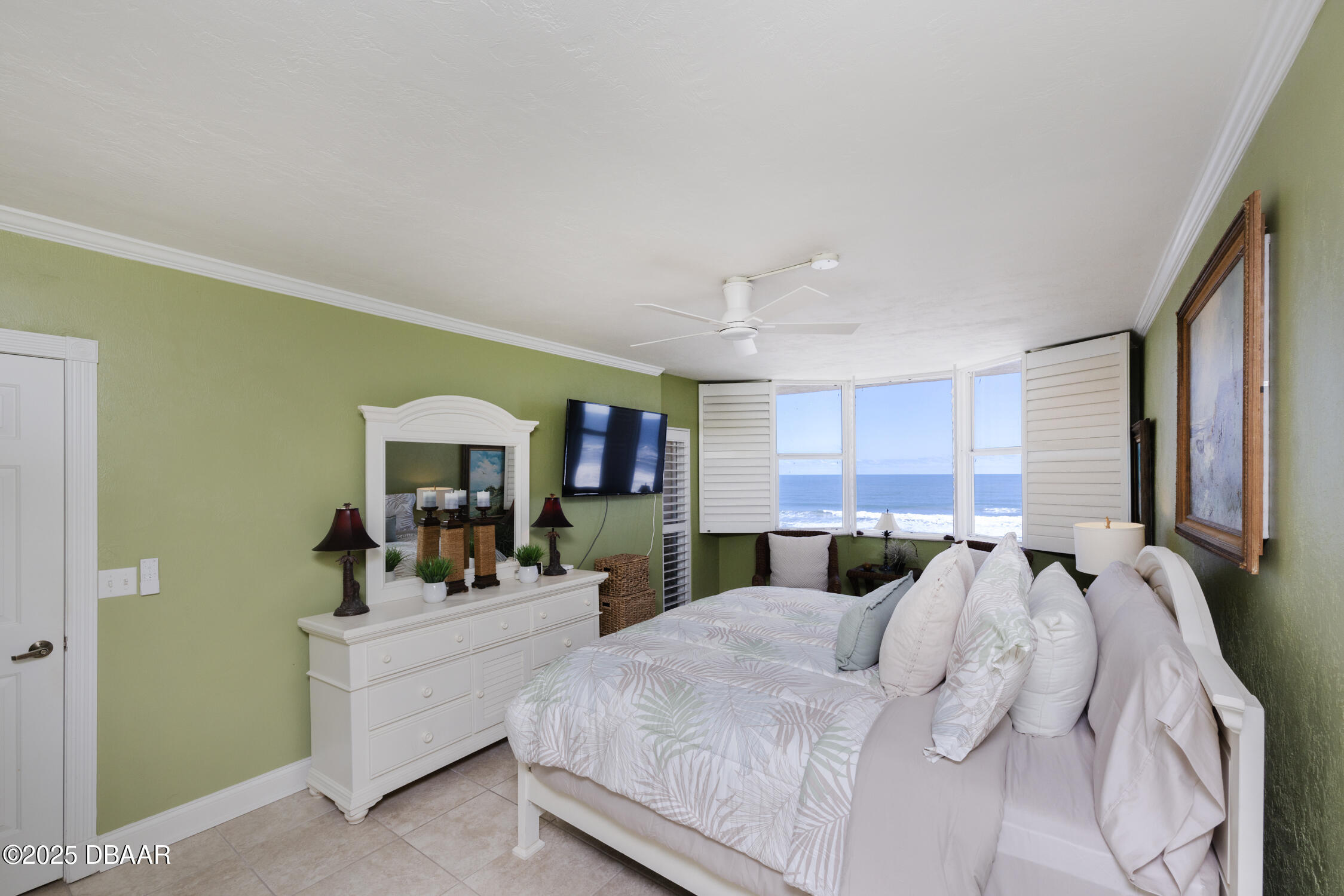4545 South Atlantic Avenue, Unit 3704 Ponce Inlet, FL 32127 - Photo 24 of 66 a bed room with two bed and a large mirror