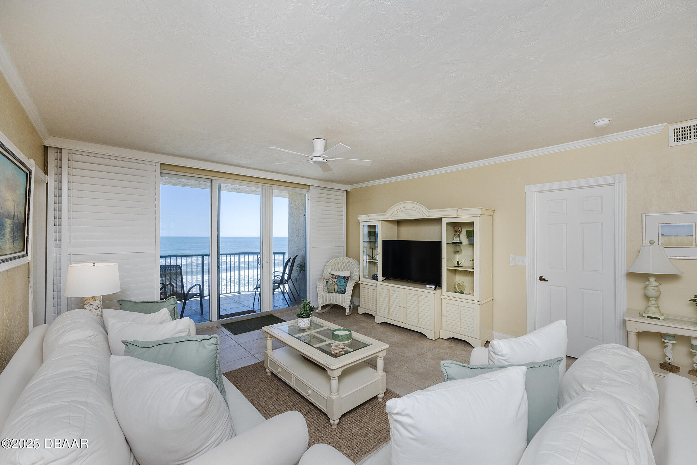 4545 South Atlantic Avenue, Unit 3704 Ponce Inlet, FL 32127 - Photo 8 of 66 a living room with furniture and a flat screen tv
