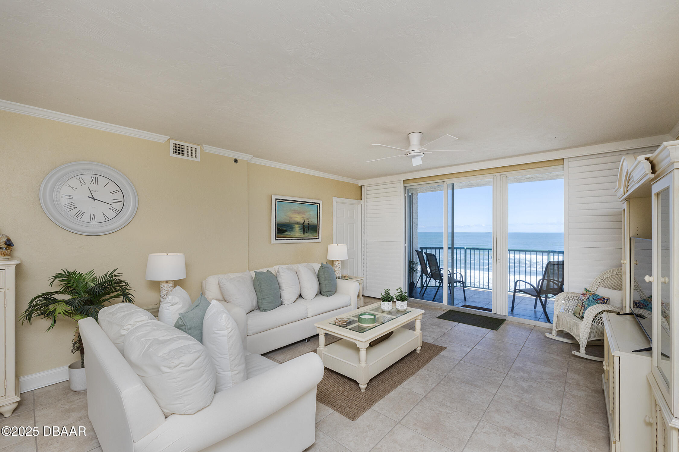 4545 South Atlantic Avenue, Unit 3704 Ponce Inlet, FL 32127 - Photo 9 of 66 a living room with furniture a large window and a table