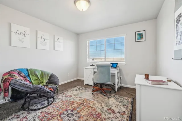 a workspace with furniture