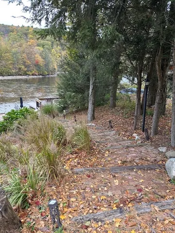 a view of a yard with a tree