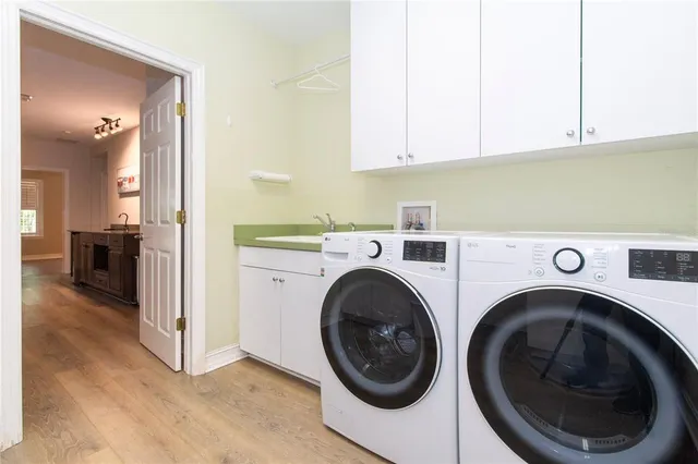 a bedroom with a bed and a fireplace