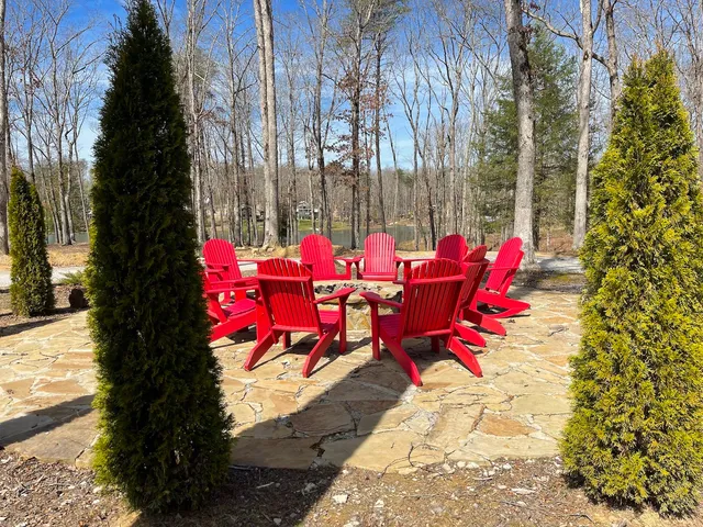 a view of a park with trees