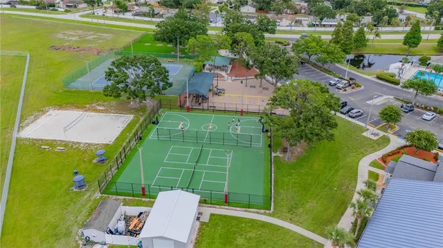 an aerial view of a house