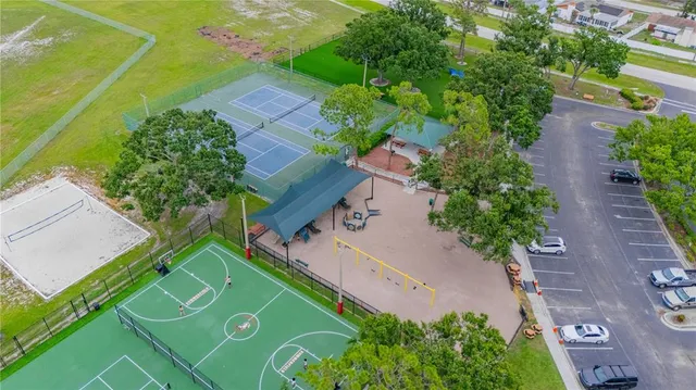 an aerial view of a house