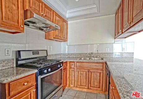 a kitchen with stainless steel appliances granite countertop a stove and a sink