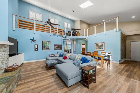 a living room with furniture