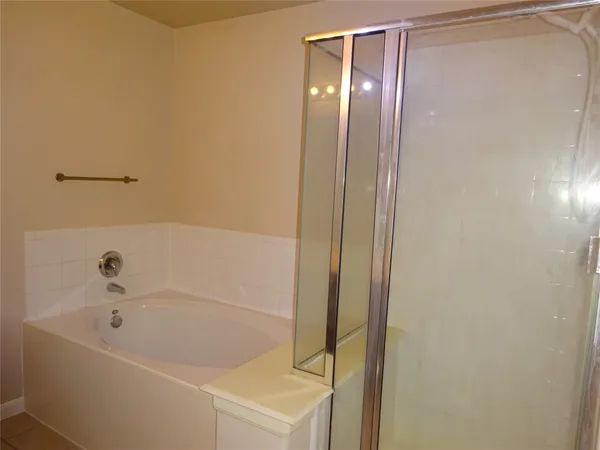 a bathroom with a bathtub
