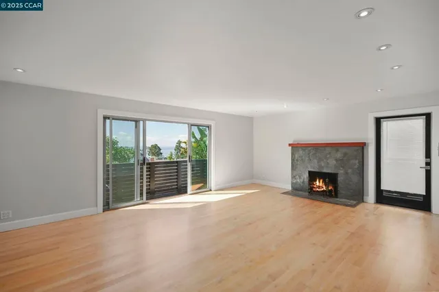 a view of a balcony from a window